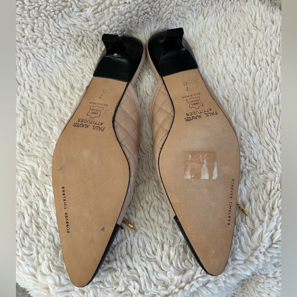 Paul Mayer Attitudes quilted kitten heel cap toe mule NWT - Picture 2 of 3